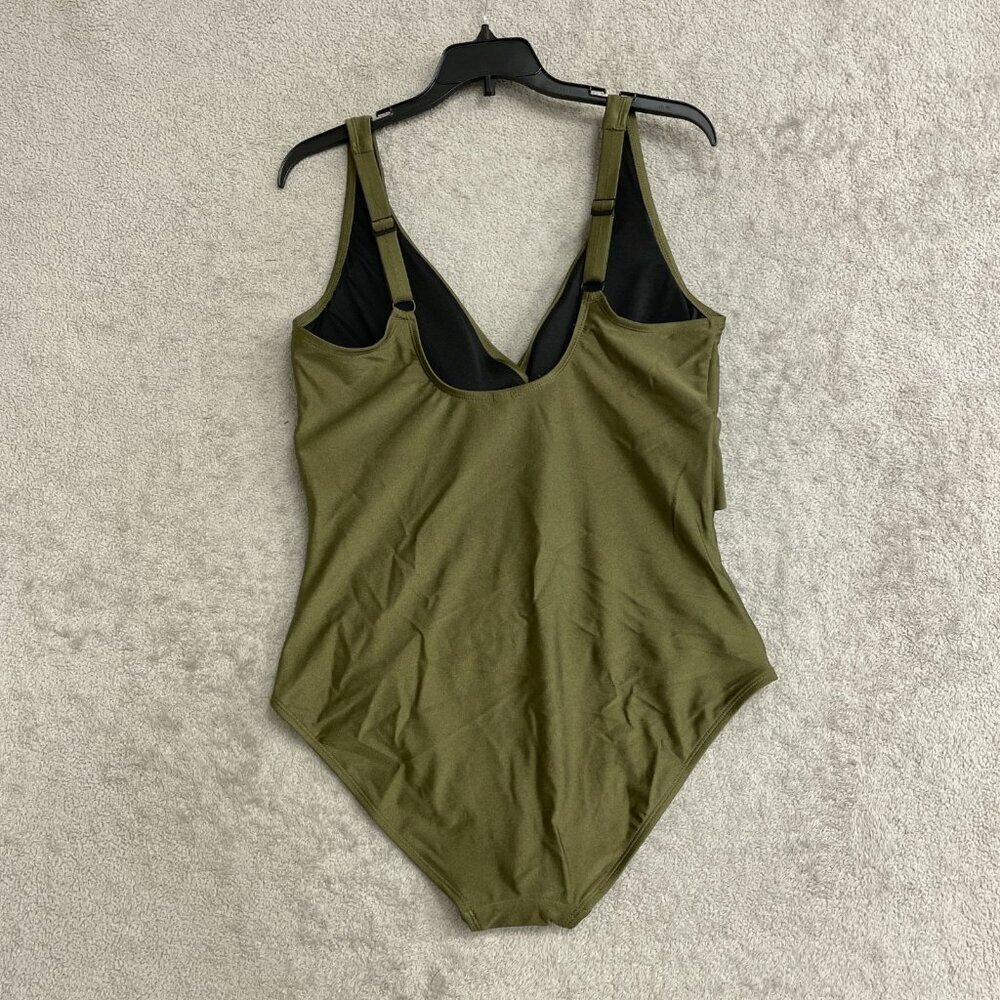 💥 Olive Green Twist Front One Piece Swimsuit N0967 - Picture 4 of 13